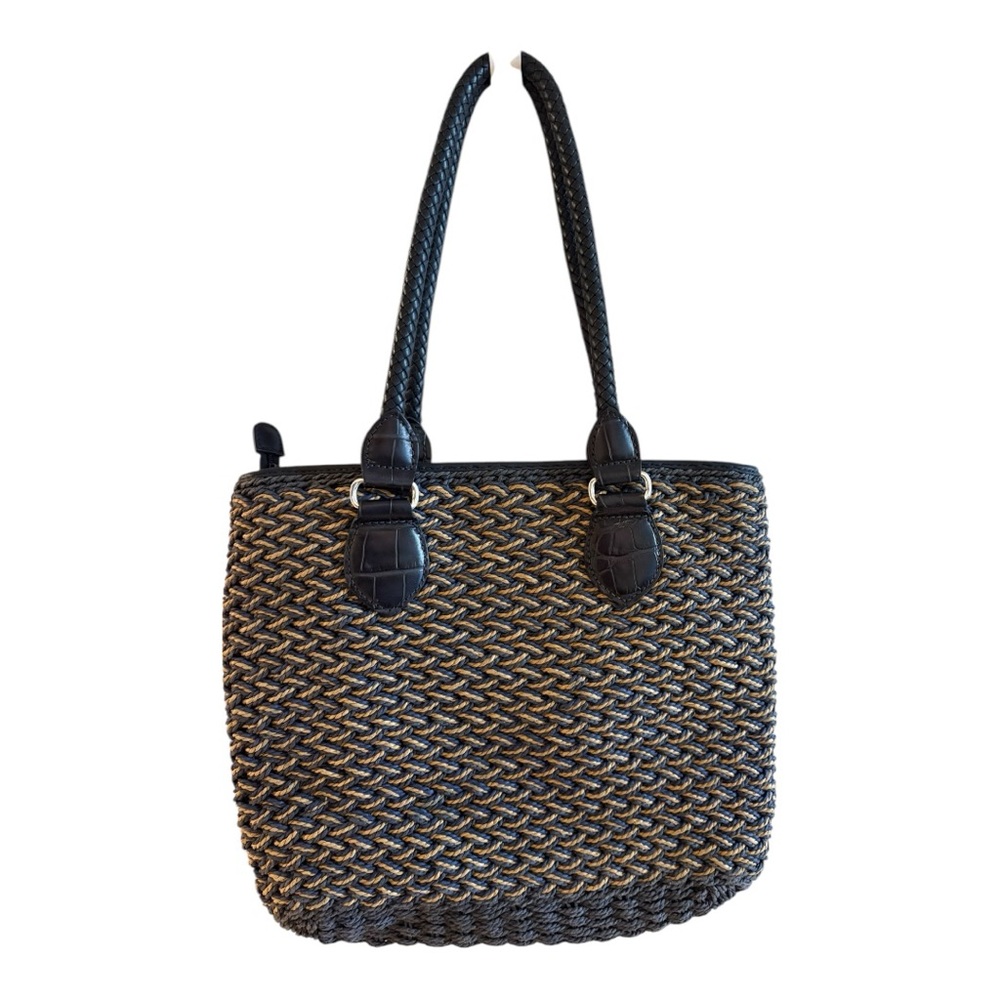 Brighton Blue & Tan Straw Weave Purse